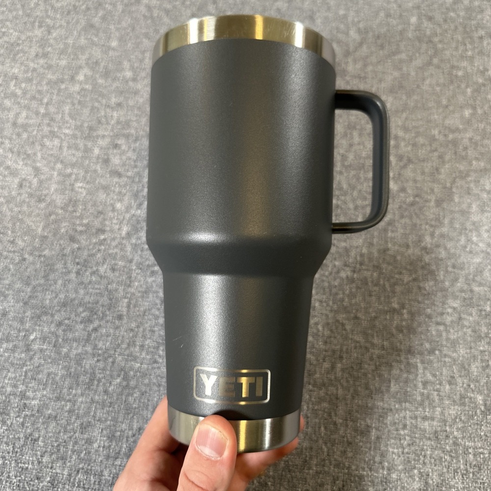 YETI Rambler 35oz‎ Travel Mug Tumbler Charcoal Gray Handle No Lid Stainless